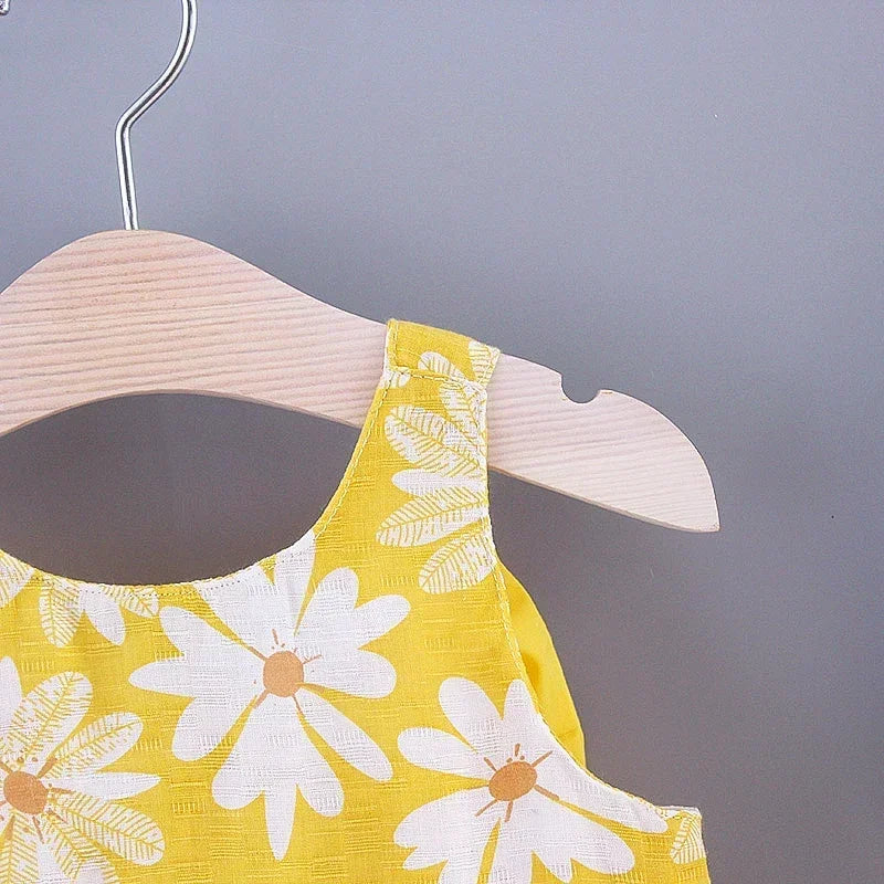 Baby Girls Floral Dress with Matching Sun Hat – Cotton Jersey Blend – 9 Months to 3 Years