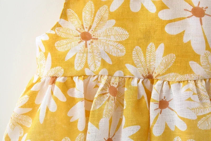 Baby Girls Floral Dress with Matching Sun Hat – Cotton Jersey Blend – 9 Months to 3 Years