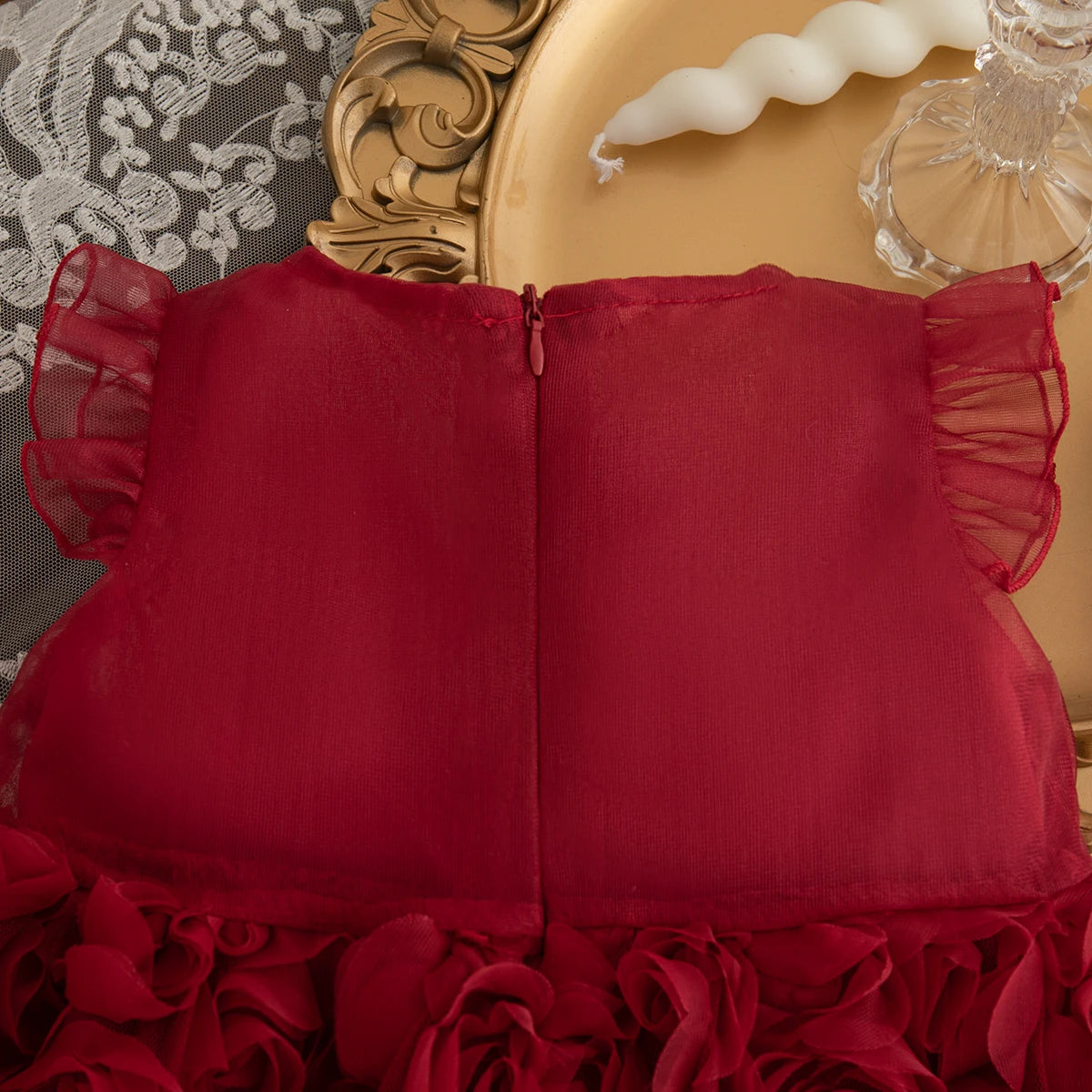 (0-3 Year Old Baby Girl Princess Dress) Summer New Red Bow, Rose Skirt, Children'S Sleeveless Clothes Suitable For Wedding Party