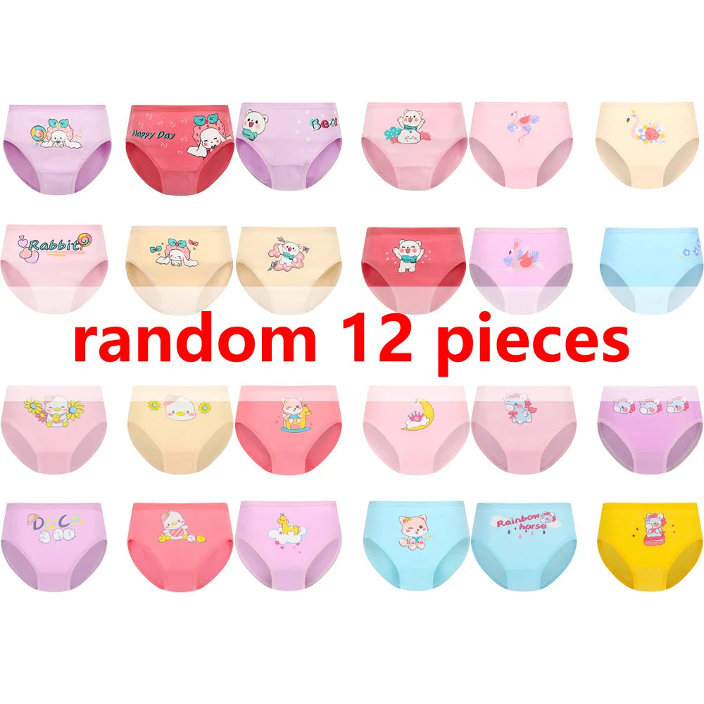 1/4/8/12 Pcs Children Girls Panties Sets Cotton Pretty Cute Cartoon Unicorn Print Child Underwear for Girl Kid Boxer Breathable