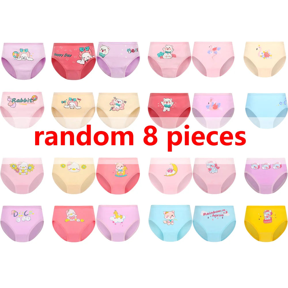 1/4/8/12 Pcs Children Girls Panties Sets Cotton Pretty Cute Cartoon Unicorn Print Child Underwear for Girl Kid Boxer Breathable