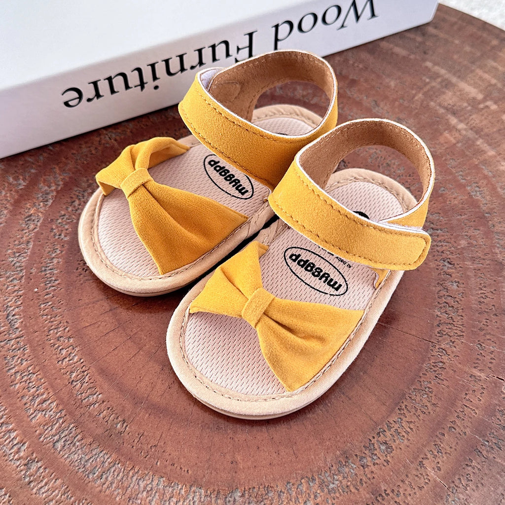 Infant Baby Girl Boy Sandals Comfort Premium Summer Outdoor Casual Beach Shoes with Flower Bowknot Anti Slip Rubber Sole Newborn