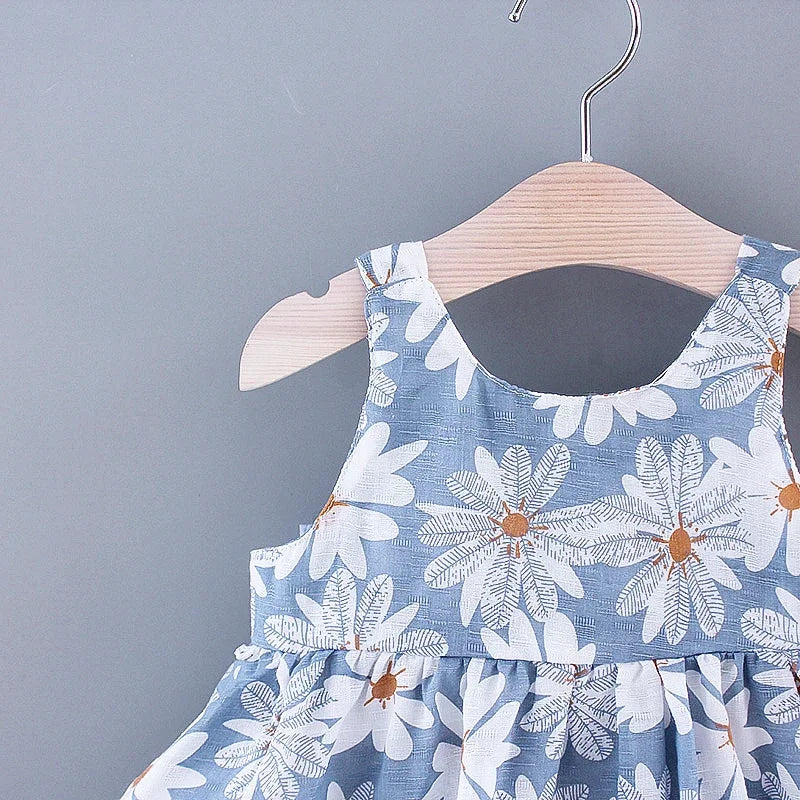 Baby Girls Floral Dress with Matching Sun Hat – Cotton Jersey Blend – 9 Months to 3 Years