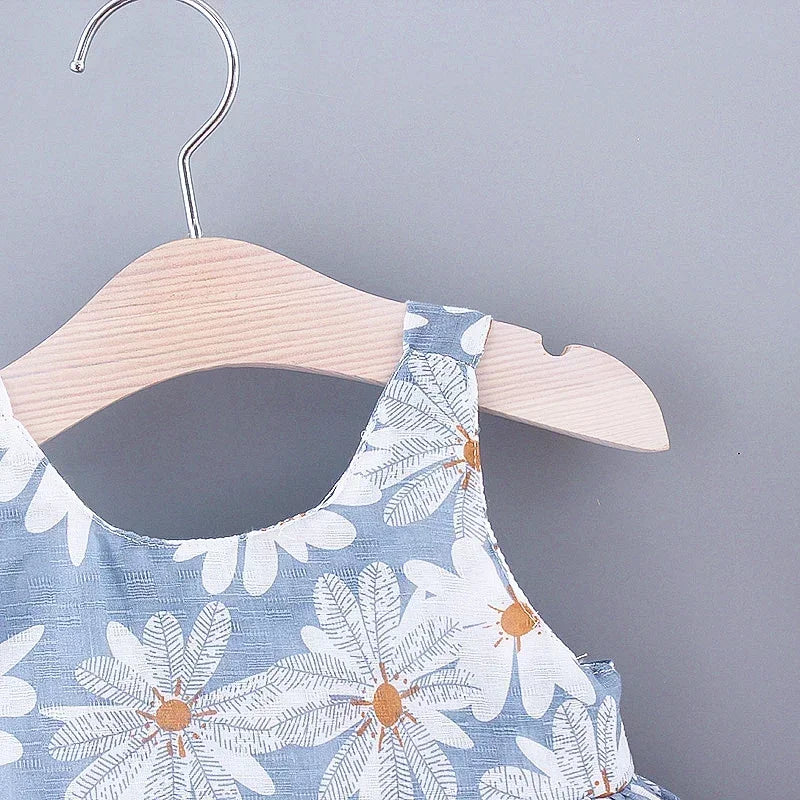 Baby Girls Floral Dress with Matching Sun Hat – Cotton Jersey Blend – 9 Months to 3 Years