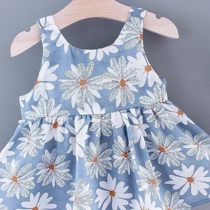 Baby Girls Floral Dress with Matching Sun Hat – Cotton Jersey Blend – 9 Months to 3 Years