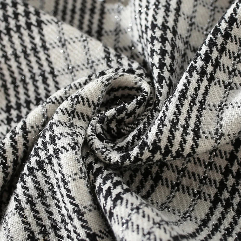 New Winter Baby Girls Dress Bubble Sleeve Lapel Plaid Pattern Fake Two + Diagonal Treasure Flower Sweet Princess Dress