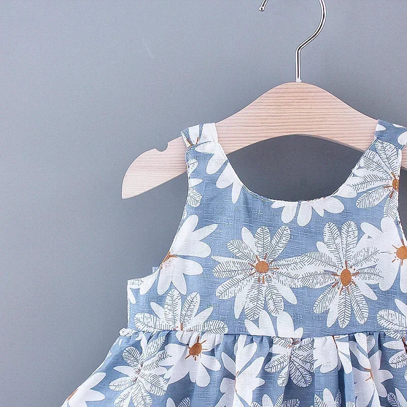 Baby Girls Floral Dress with Matching Sun Hat – Cotton Jersey Blend – 9 Months to 3 Years