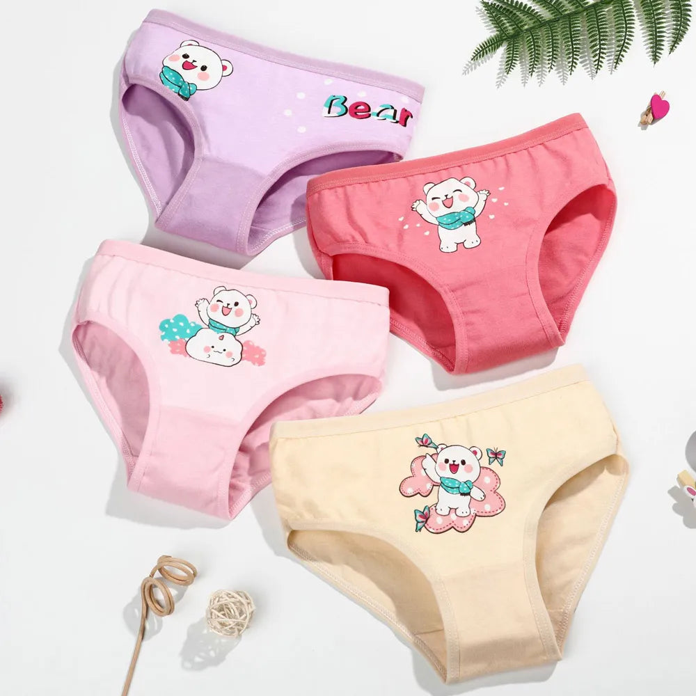 1/4/8/12 Pcs Children Girls Panties Sets Cotton Pretty Cute Cartoon Unicorn Print Child Underwear for Girl Kid Boxer Breathable