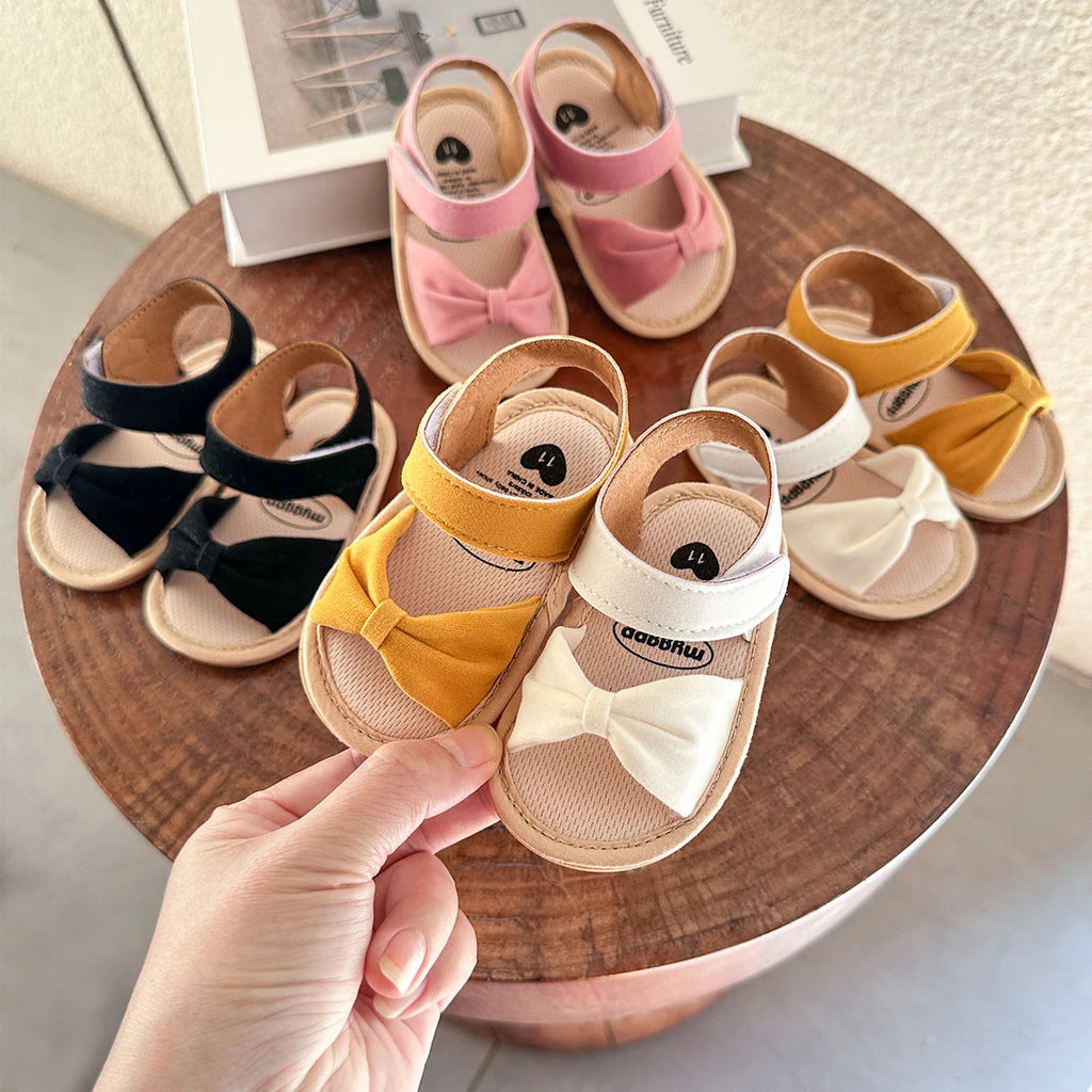 Infant Baby Girl Boy Sandals Comfort Premium Summer Outdoor Casual Beach Shoes with Flower Bowknot Anti Slip Rubber Sole Newborn