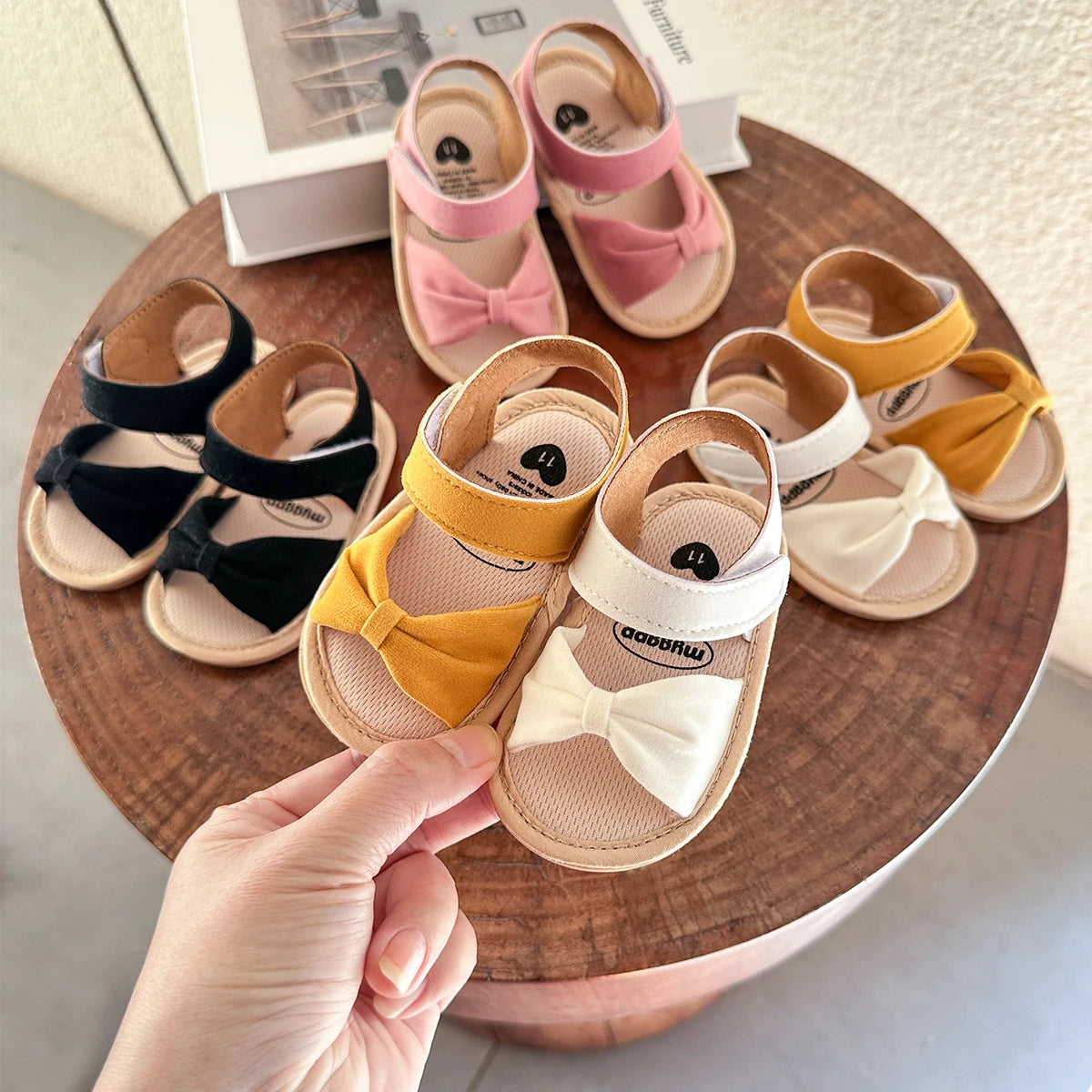 Infant Baby Girl Boy Sandals Comfort Premium Summer Outdoor Casual Beach Shoes with Flower Bowknot Anti Slip Rubber Sole Newborn