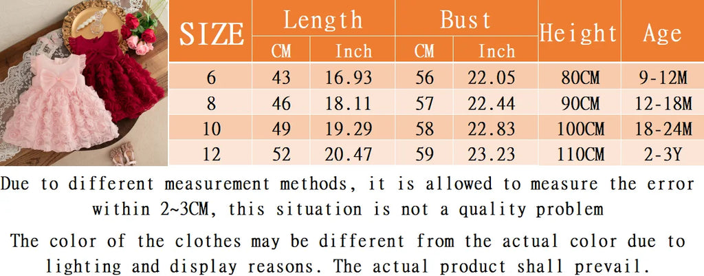 (0-3 Year Old Baby Girl Princess Dress) Summer New Red Bow, Rose Skirt, Children'S Sleeveless Clothes Suitable For Wedding Party