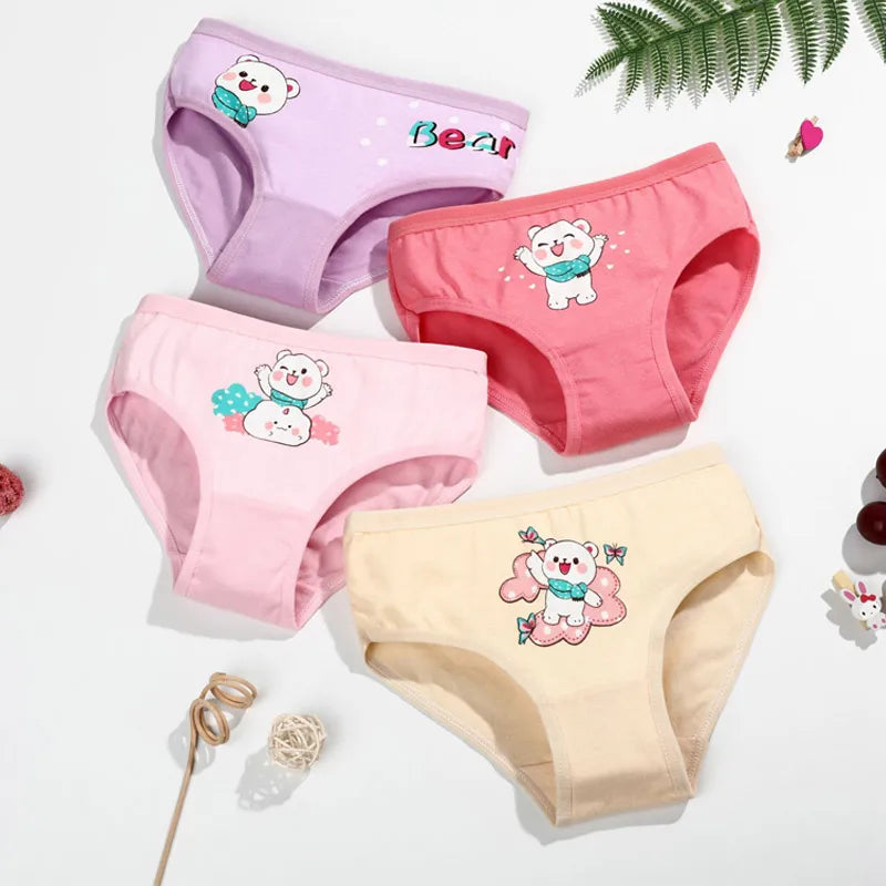 1/4/8/12 Pcs Children Girls Panties Sets Cotton Pretty Cute Cartoon Unicorn Print Child Underwear for Girl Kid Boxer Breathable