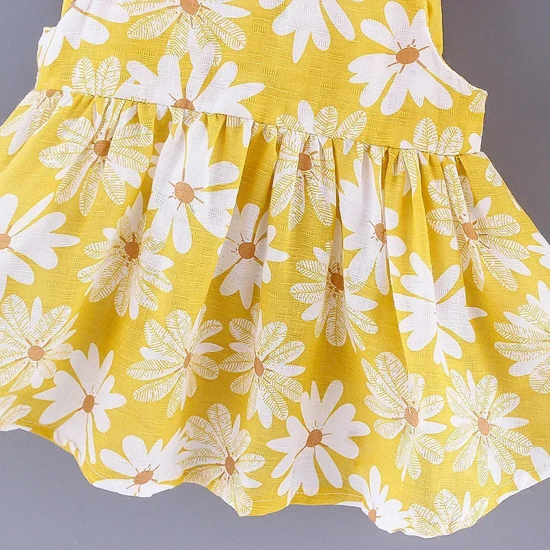 Baby Girls Floral Dress with Matching Sun Hat – Cotton Jersey Blend – 9 Months to 3 Years