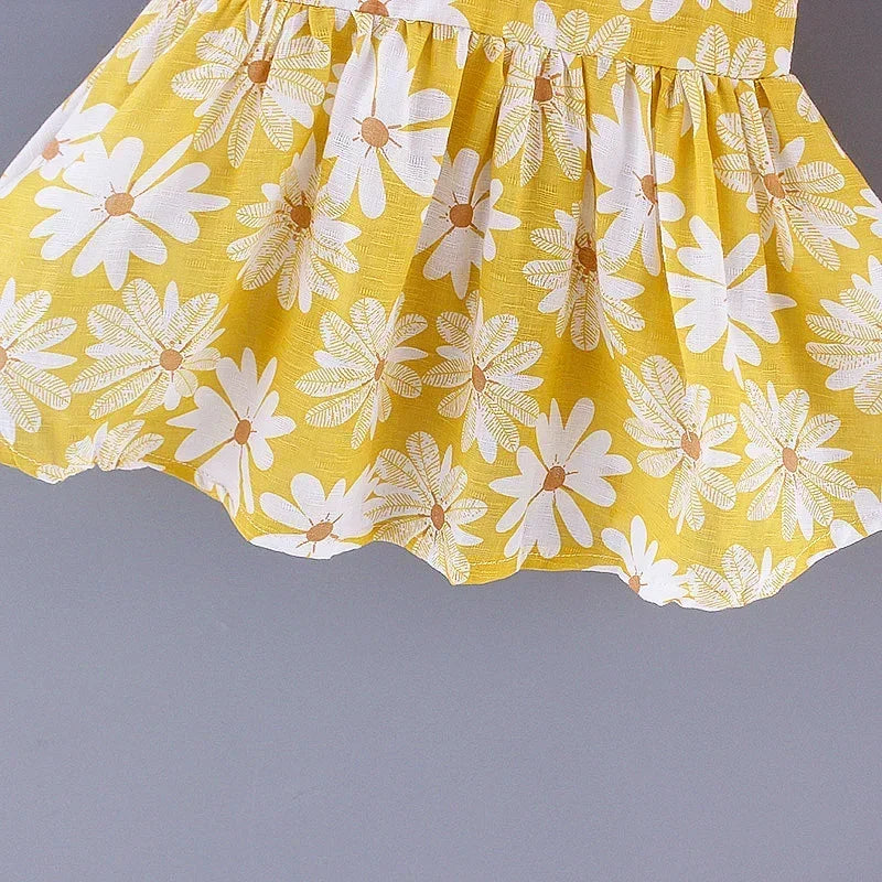 Baby Girls Floral Dress with Matching Sun Hat – Cotton Jersey Blend – 9 Months to 3 Years