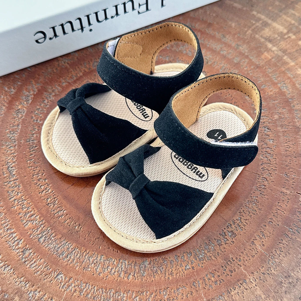Infant Baby Girl Boy Sandals Comfort Premium Summer Outdoor Casual Beach Shoes with Flower Bowknot Anti Slip Rubber Sole Newborn
