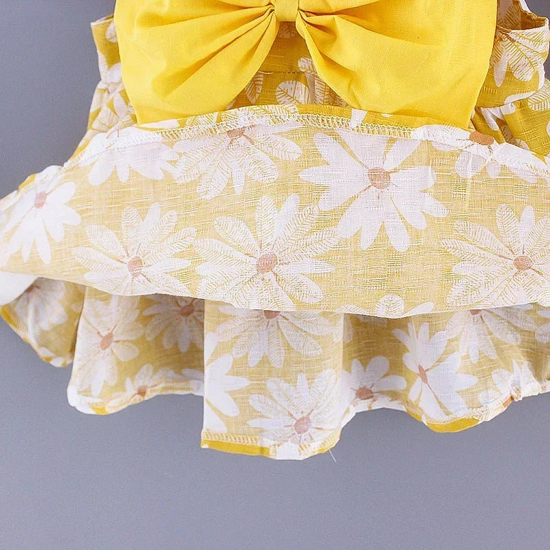 Baby Girls Floral Dress with Matching Sun Hat – Cotton Jersey Blend – 9 Months to 3 Years