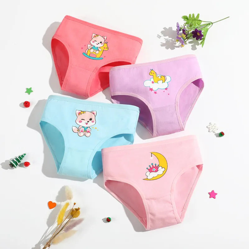 1/4/8/12 Pcs Children Girls Panties Sets Cotton Pretty Cute Cartoon Unicorn Print Child Underwear for Girl Kid Boxer Breathable
