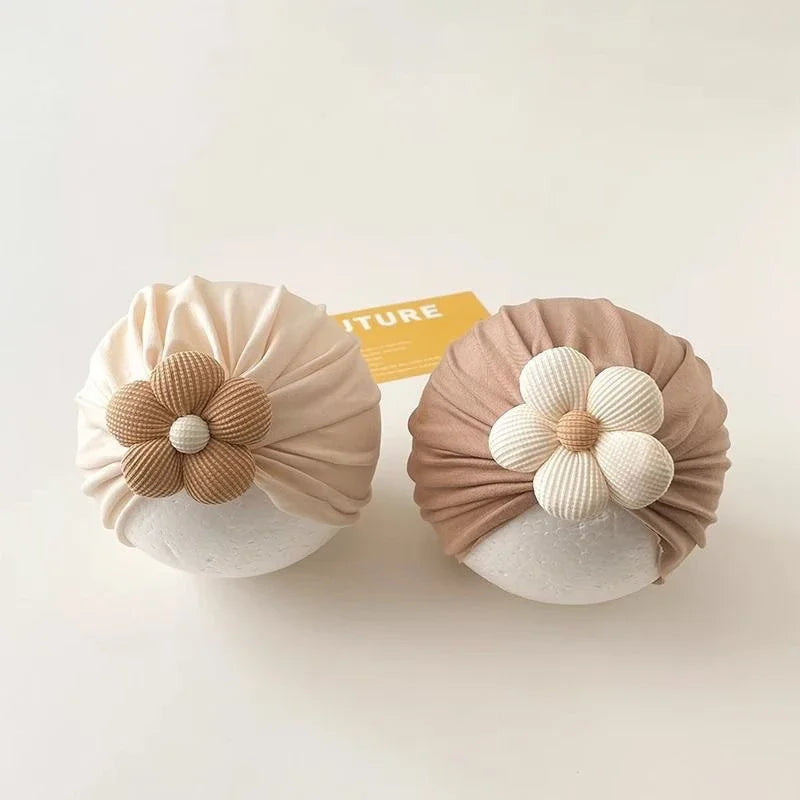 2Pcs/Set Sweet Flower Baby Turban Socks Newborn Elastic Indian Caps Soft Cotton Socks Kids Headscarf Hats