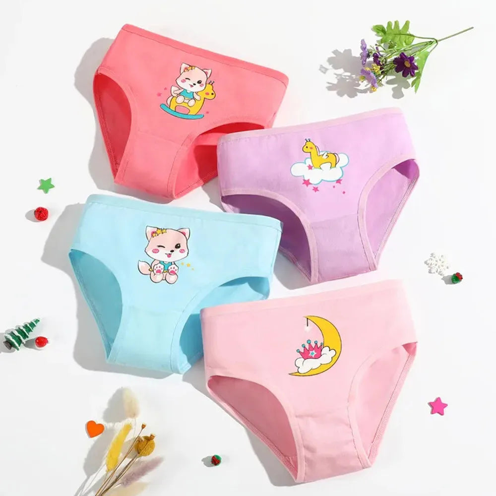 1/4/8/12 Pcs Children Girls Panties Sets Cotton Pretty Cute Cartoon Unicorn Print Child Underwear for Girl Kid Boxer Breathable