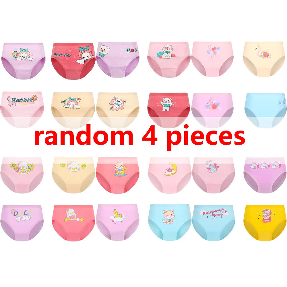 1/4/8/12 Pcs Children Girls Panties Sets Cotton Pretty Cute Cartoon Unicorn Print Child Underwear for Girl Kid Boxer Breathable