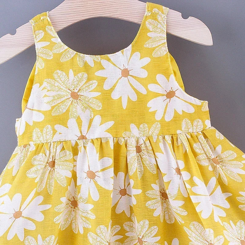 Baby Girls Floral Dress with Matching Sun Hat – Cotton Jersey Blend – 9 Months to 3 Years